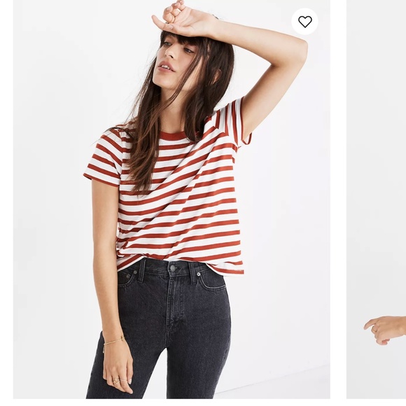 Madewell Tops - Madewell Vintage Red and White Striped Tee Shirt